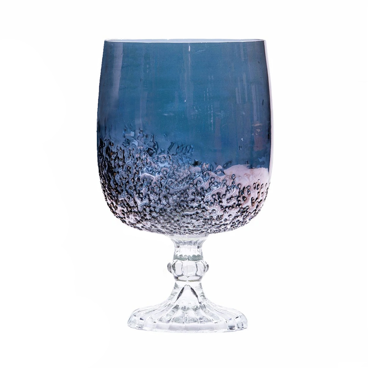 SSH COLLECTION Beker 20cm Tall Glass Goblet - Steel Blue