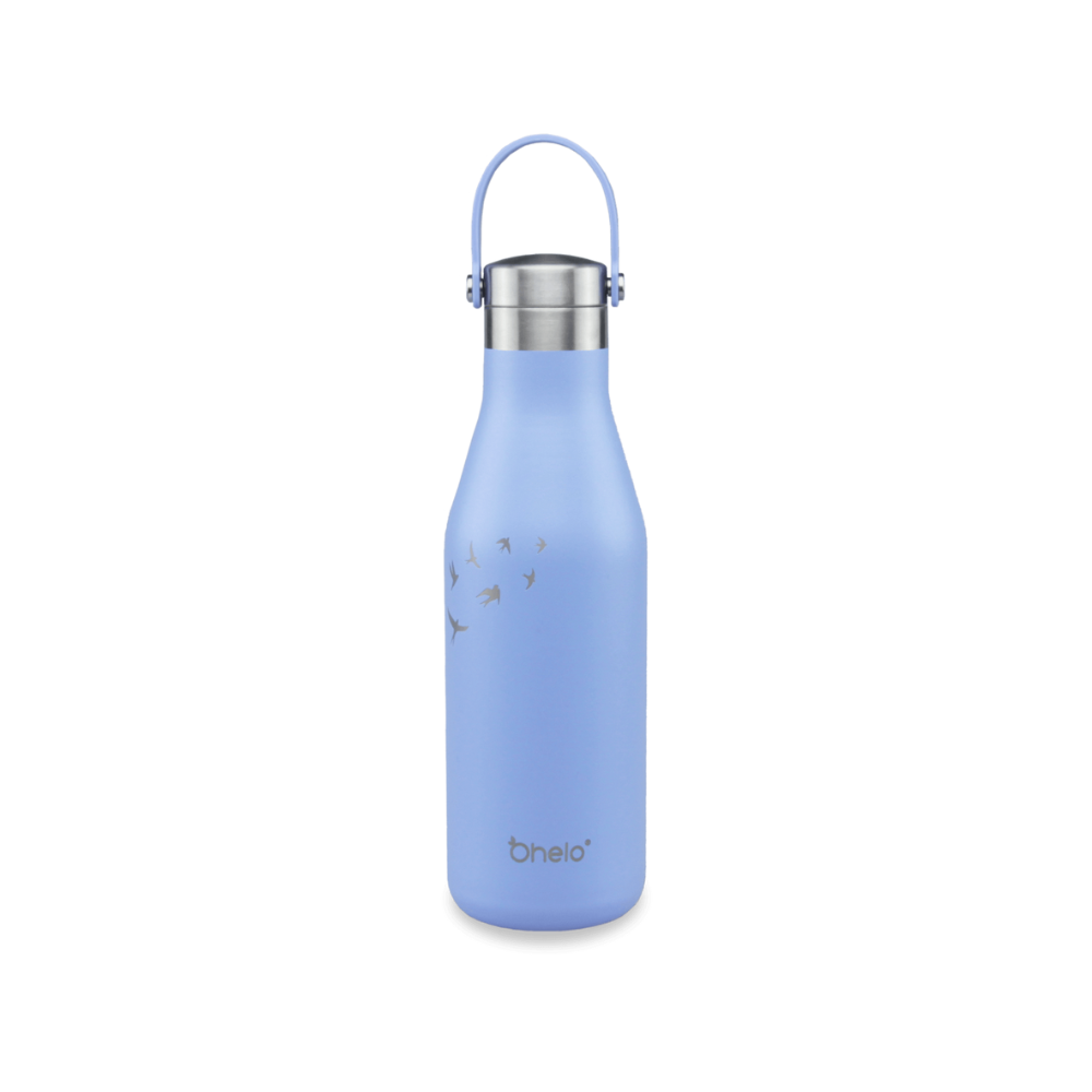 OHELO 500ml Drink Bottle with Etched Swallows - Blue