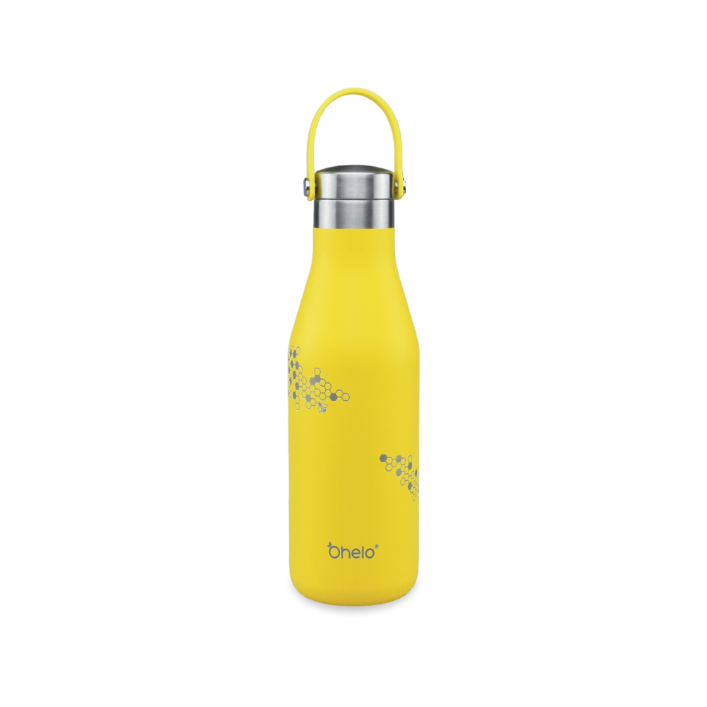 OHELO 500ml Drink Bottle with Etched Bees - Yellow