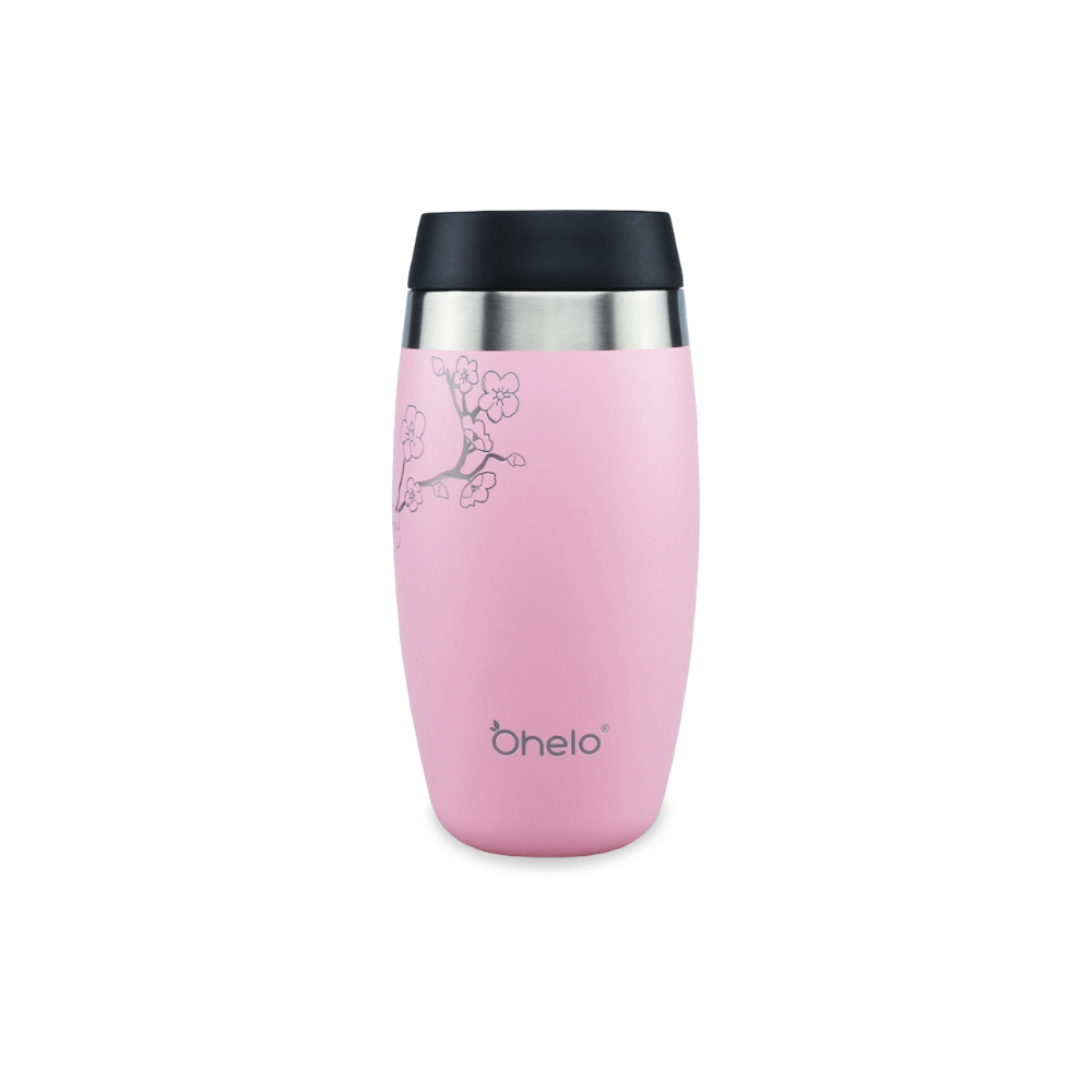 OHELO 400ml Tumbler with Etched Blossoms - Pink