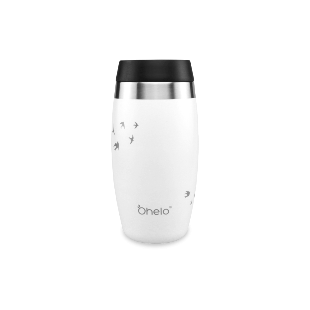 OHELO 400ml Tumbler with Etched Swallows - White