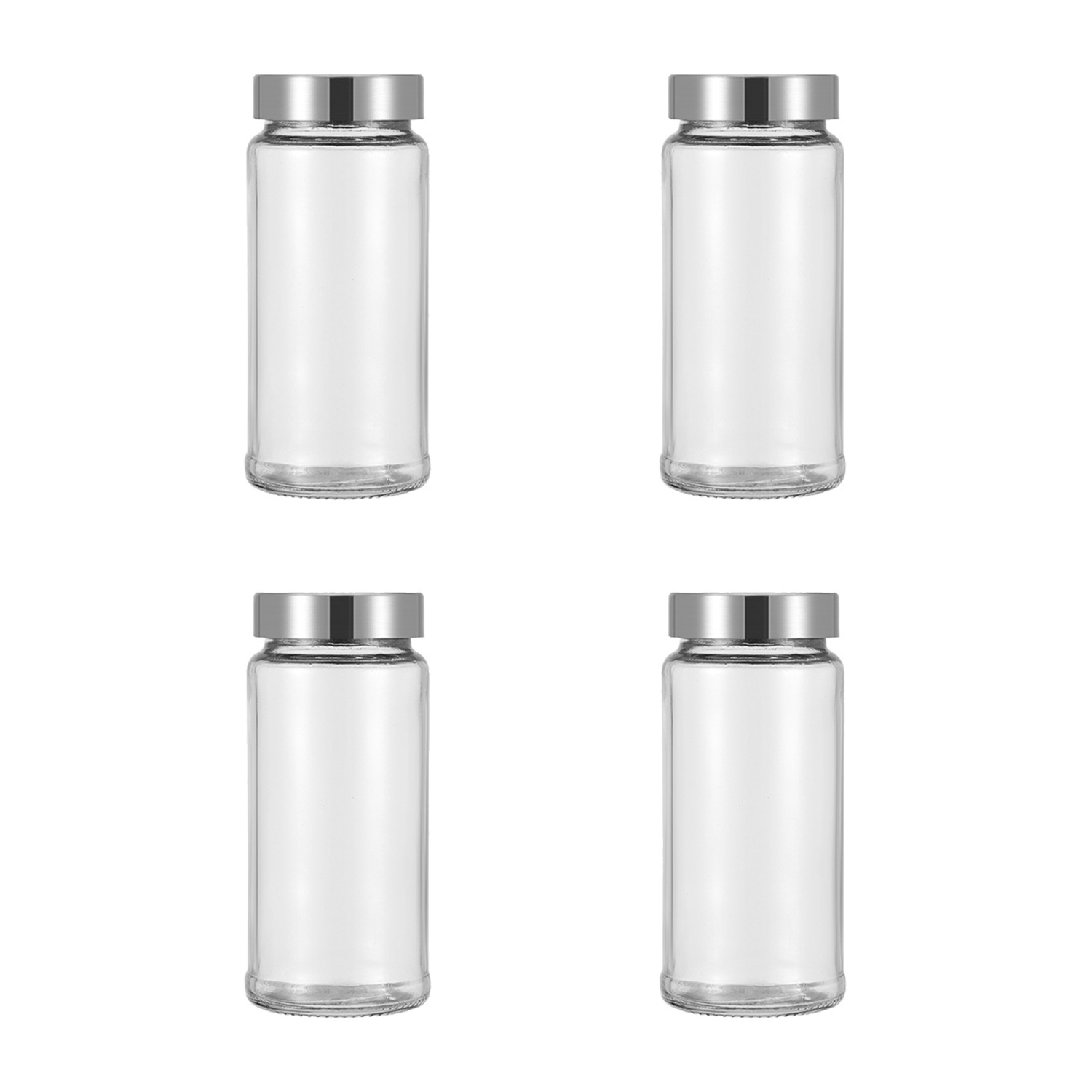 Set of 4 SHERVIN VERKIL Gravity Grinder Glass Jars and Lids