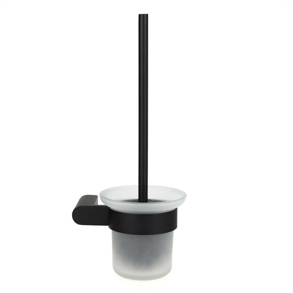 VALE Fluid Wall Mounted Stainless Steel Toilet Brush Holder - Matte Black