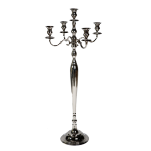 SSH COLLECTION Elizabeth 60cm Tall 5 Candle Candelabra - Brass with Nickel Finish
