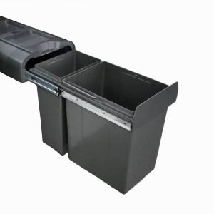 ELITE 30L Twin Slide Out Right Side Mounted Slim Profile Concealed Waste Bin (for 30cm cupboard)