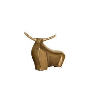 SSH COLLECTION Longhorn 18cm Tall Decorative Yak Statuette - Antique Brass