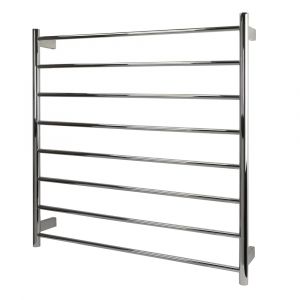 AGUZZO Ezy Fit Dual Wired Round Tube Heated Towel Rail 90 x 92cm - Brushed Nickel