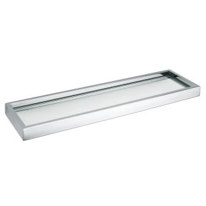 AGUZZO Montangna Glass Shelf with Stainless Steel Frame - Brushed Satin