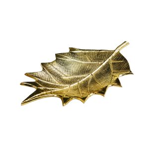 SSH COLLECTION Oak Small 31cm Long Decorative Leaf - Brass