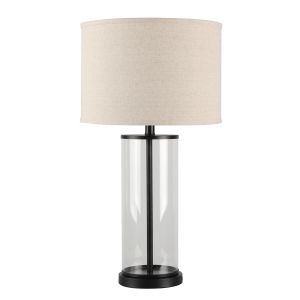 CAFE LIGHTING Left Bank Table Lamp - Black with Natural Shade