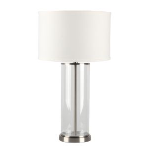 CAFE LIGHTING Left Bank Table Lamp - Nickel with White Shade