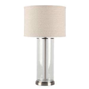 CAFE LIGHTING Left Bank Table Lamp - Nickel with Natural Shade