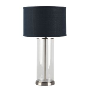 CAFE LIGHTING Left Bank Table Lamp - Nickel with Navy Shade