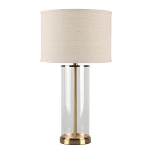 CAFE LIGHTING Left Bank Table Lamp - Brass with Natural Shade