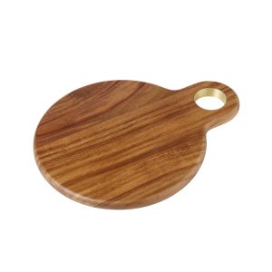 DAVIS & WADDELL Acacia and Brass Round Serving Board - Natural