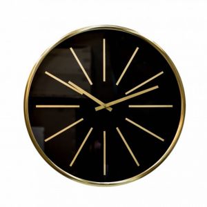 SSH COLLECTION Glamour 60cm Round Wall Clock with Brass Surround and Black Face