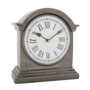 SSH COLLECTION Hutt Large Table Clock with Round White Face - Black Nickel