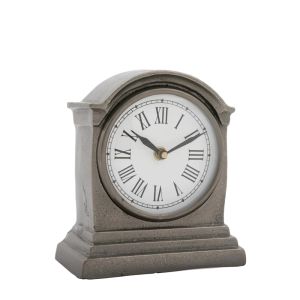 SSH COLLECTION Hutt Small Table Clock with Round White Face - Black Nickel