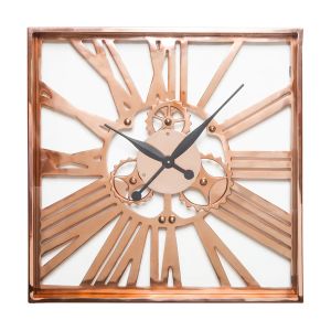 SSH COLLECTION Cubello 60cm Square Wall Clock with Copper Surround and Numerals