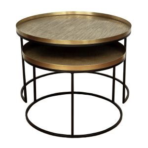 Set of 2 SSH COLLECTION Horizons 61 and 76cm Wide Nesting Round Coffee Tables - Brass
