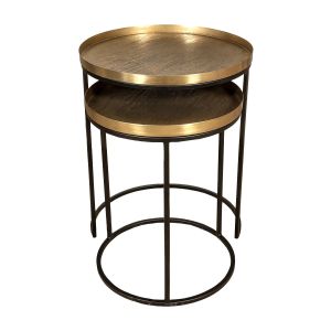 Set of 2 SSH COLLECTION Horizons 41 and 49cm Wide Nesting Round Occasional Tables - Brass