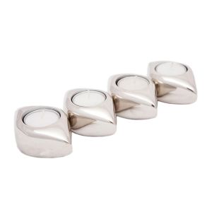 Set of 4 SSH COLLECTION Tear Drop Tea Light Candle Holders - Nickel
