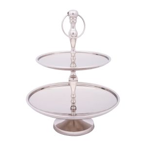 SSH COLLECTION Charlotte 40cm Tall 2 Tier Cake Stand - Polished Steel