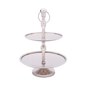 SSH COLLECTION Charlotte 35cm Tall 2 Tier Cake Stand - Polished Steel