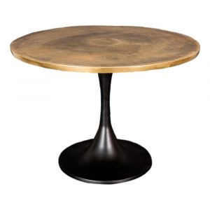 SSH COLLECTION Cafe 61cm Wide Round Coffee Table - Black Base with Brass Top