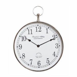 SSH COLLECTION Daniel & Ashley 40cm Round Wall Clock with Nickel Surround and White Face
