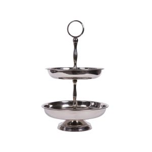 SSH COLLECTION Kate 25cm Tall 2 Tier Cake Stand - Polished Steel