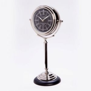 SSH COLLECTION Tower Bridge London 34cm Table Clock on Stand - Nickel with Black Face