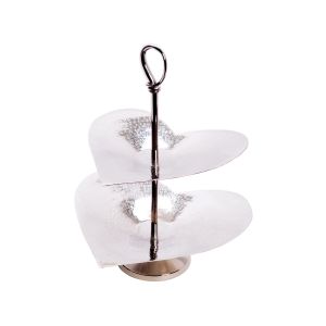 SSH COLLECTION Valentino 36cm Tall 2 Tier Cake Stand - Polished Steel