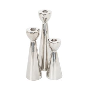 Set of 3 SSH COLLECTION Choir 16 21.5 and 25cm Tall Single Candle Holders - Nickel