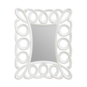 SSH COLLECTION Rectangular Swirl Edged Wall Mirror - White