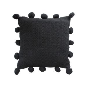 SSH COLLECTION Square Pom Pom Cushion - Black