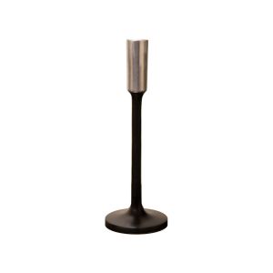 SSH COLLECTION Jupiter 27cm Tall Single Candle Holder - Matte Black with Silver Top