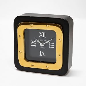 SSH COLLECTION Retro Small Desk Clock - Black and Gold