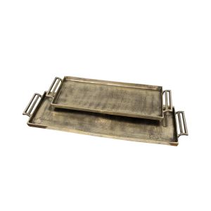 Set of 2 SSH COLLECTION Newton 75 and 93cm Wide Serving Trays - Antique Brass