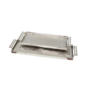 Set of 2 SSH COLLECTION Newton 75 and 93cm Wide Serving Trays - Antique Silver
