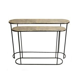 Set of 2 SSH COLLECTION Olivia 99 and 118cm Wide Nesting Oval Console Tables - Brass