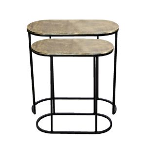 Set of 2 SSH COLLECTION Olivia 44 and 52cm Wide Nesting Oval Side Tables - Brass