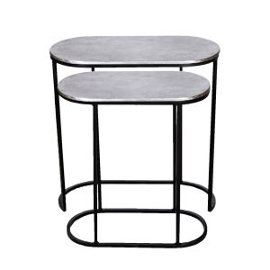Set of 2 SSH COLLECTION Olivia 44 and 52cm Wide Nesting Oval Side Tables - Nickel