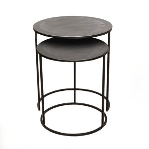 Set of 2 SSH COLLECTION Philip 41 and 49cm Wide Nesting Side Tables - Nickel