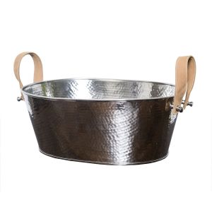 SSH COLLECTION Polo Champagne Bath - Hammered Finish with Brown Leather Handles