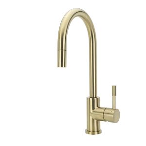 SWEDIA Klaas Stainless Steel Kitchen Mixer Tap with Pull-Out - Brushed Brass