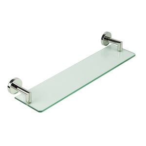 VALE Symphony Glass Bathroom Shelf with Stainless Steel Arms - Polished Stainless Steel