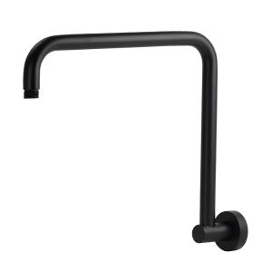 VALE Wall Mounted Round Goose Neck Shower Arm - Matte Black