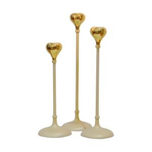 Set of 3 SSH COLLECTION Tear Drop 24 28 and 32cm Tall Single Candle Holders - 2 Tone Gold