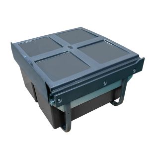 ELITE Domestique 36L Twin Slide Out Low Profile Bottom Mounted Concealed Waste Bin (for 60cm cupboard) - includes Door Bracket